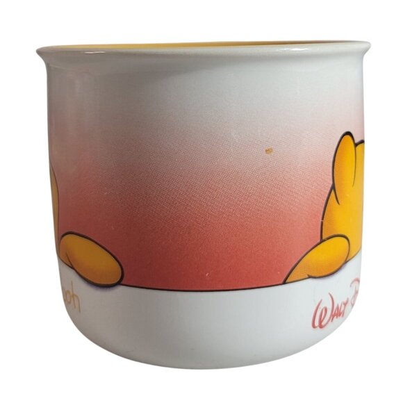 Walt Disney World Winnie The Pooh Mug Cream Smiling & Peeking Yellow Interior - Picture 3 of 10